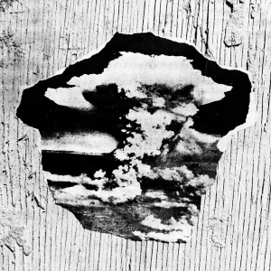 A black and white photo of a nuclear explosion.